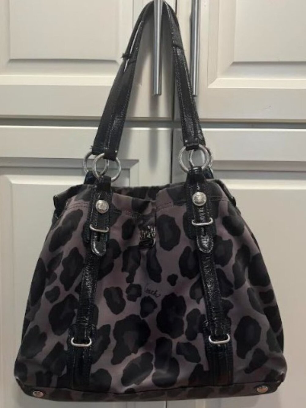 Coach Black and Grey Leopard Print Shoulder Bag - Picture 4 of 7